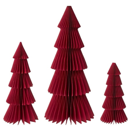 Paper Christmas Tree Tabletop Decorations, Red, 3 Count, by Holiday Time
