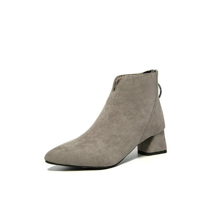 SIMANLAN Women s Fashion Ankle Boots Comfy Pointed Toe Chunky Heels Side Zipper Booties Gray 5
SIMANLAN Women s Fashion Ankle Boots Comfy Pointed Toe Chunky Heels Side Zipper Booties Gray 5
