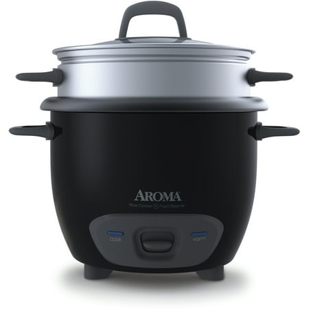 Aroma 6-Cup Pot-Style Rice Cooker and Food Steamer, Black - Walmart.com