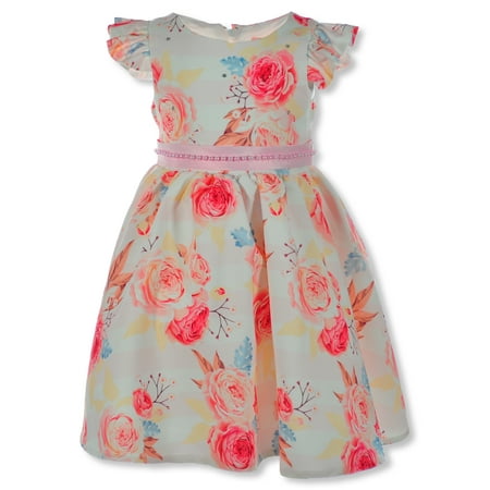 Pink Butterfly Girls Rose Dress - pink 2t (Toddler)