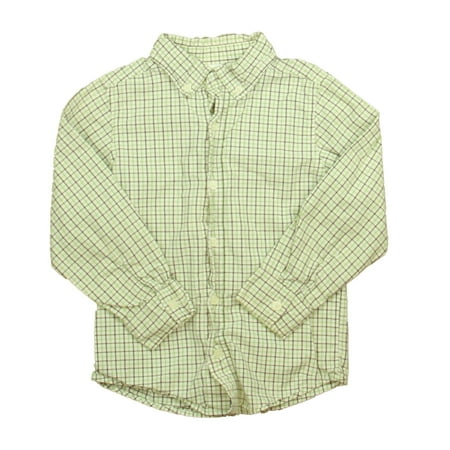 Pre-owned Gymboree Boys Green | Brown Plaid Button Down Long Sleeve size: 3-4T