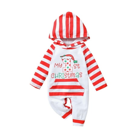 QILINXUAN Babies Christmas Hooded Romper Letters Elk Stripe Print One Piece Jumpsuit with Front Pockets
QILINXUAN Babies Christmas Hooded Romper Letters Elk Stripe Print One Piece Jumpsuit with Front Pockets