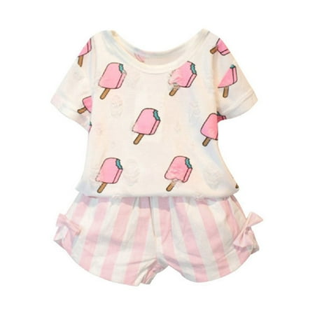 Forzero Summer Kids Girls Clothing Set Short Sleeve T-shirt+Striped Bow Shorts 2 Pcs Clothing Set 1-6Y
Forzero Summer Kids Girls Clothing Set Short Sleeve T-shirt+Striped Bow Shorts 2 Pcs Clothing Set 1-6Y