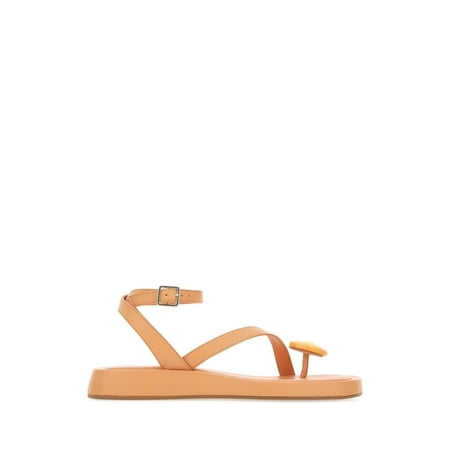 GIA COUTURE WOMAN Peach Leather Rosie 18 Thong Sandals