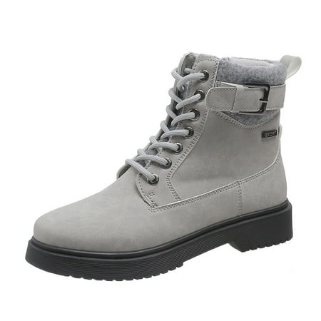 Womens Boots Boots Women Autumn And Winter Round Toe Lace-up Low-heeled Women s Boots British Style Side Zipper Flat Ankle Boots Gray
Womens Boots Boots Women Autumn And Winter Round Toe Lace-up Low-heeled Women s Boots British Style Side Zipper Flat Ankle Boots Gray