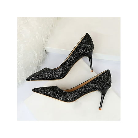 SIMANLAN Women Stiletto Heels Slip On Dress Pump Glitter Pumps Womens Sexy D’Orsay Shoe Ladies Pointy Toe Shoes Black 5
SIMANLAN Women Stiletto Heels Slip On Dress Pump Glitter Pumps Womens Sexy D’Orsay Shoe Ladies Pointy Toe Shoes Black 5