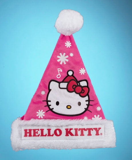pink and blue santa hats