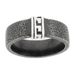 BIG Jewelry Co Blackplated Stainless Steel Greek Key Men's Ring