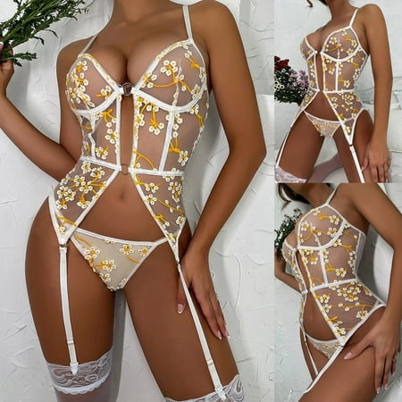 Raeneomay Womens Underwear Discount Clearance Women Exquisite Lace Bra+Garter+Briefs Set Babydoll Cut-Out Sleepwear
Raeneomay Womens Underwear Discount Clearance Women Exquisite Lace Bra+Garter+Briefs Set Babydoll Cut-Out Sleepwear