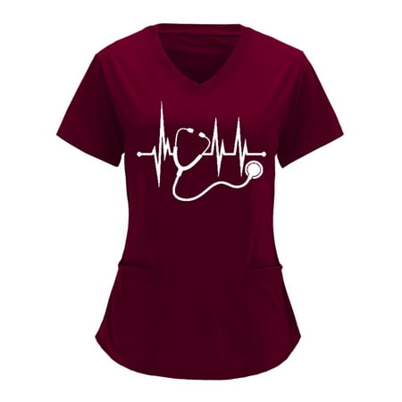 JWZUY Womens Working Uniform Scrubs Tops Cute Heart Printed V Neck Short Sleeve Stretch T Shirt Plus Size Nurse Uniform Holiday Workwear Blouses Tee Shirts T-Shirts Tshirt Wine XXXL
JWZUY Womens Working Uniform Scrubs Tops Cute Heart Printed V Neck Short Sleeve Stretch T Shirt Plus Size Nurse Uniform Holiday Workwear Blouses Tee Shirts T-Shirts Tshirt Wine XXXL