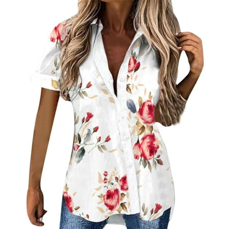 Summer Womens Short Sleeve V Neck Floral Printed Button Shirts Top Casual Loose Shirts Tee Blouse Womens Dress Shirts And Blouses for Work Scrub T Shirts for Women Basics plus Cool Shirts for Women
Summer Womens Short Sleeve V Neck Floral Printed Button Shirts Top Casual Loose Shirts Tee Blouse Womens Dress Shirts And Blouses for Work Scrub T Shirts for Women Basics plus Cool Shirts for Women