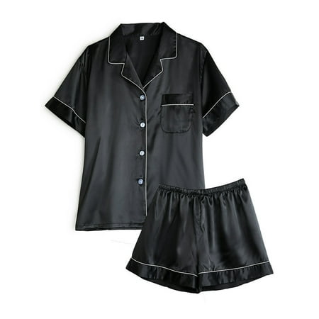 Wrcnote Women Sleepwear Solid Color Lounge Set Button Down Nightwear Home Clothes Elastic Waist 2 Piece Outfits Short Sleeve Pajamas Sets Black XL
Wrcnote Women Sleepwear Solid Color Lounge Set Button Down Nightwear Home Clothes Elastic Waist 2 Piece Outfits Short Sleeve Pajamas Sets Black XL