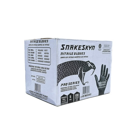 SnakeSkyn Nitrile 1000 Pack Black Disposable Gloves - Small