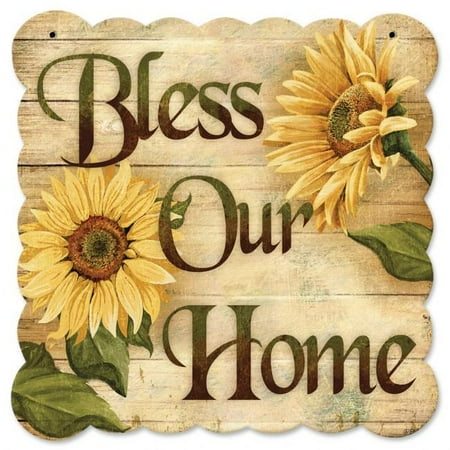 Penny Lane LANE055 Bless Our Home Plasma Metal Sign - 16 x 16 in.