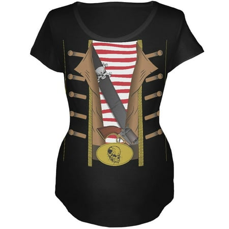 Halloween Pirate Costume Black Maternity Soft T-Shirt - Small