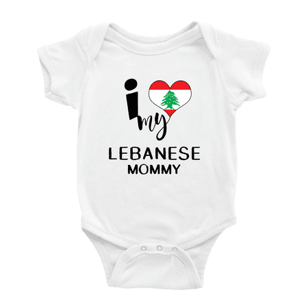I Heart My Lebanese Mommy Lebanon Love Flag Baby One-Pieces (White 0-3 Months)