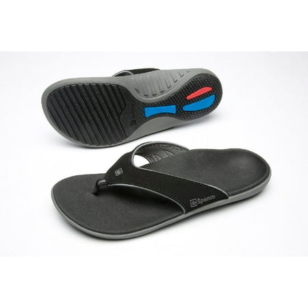 spenco men s polysorb yumi nubuck thong orthotic sandals black