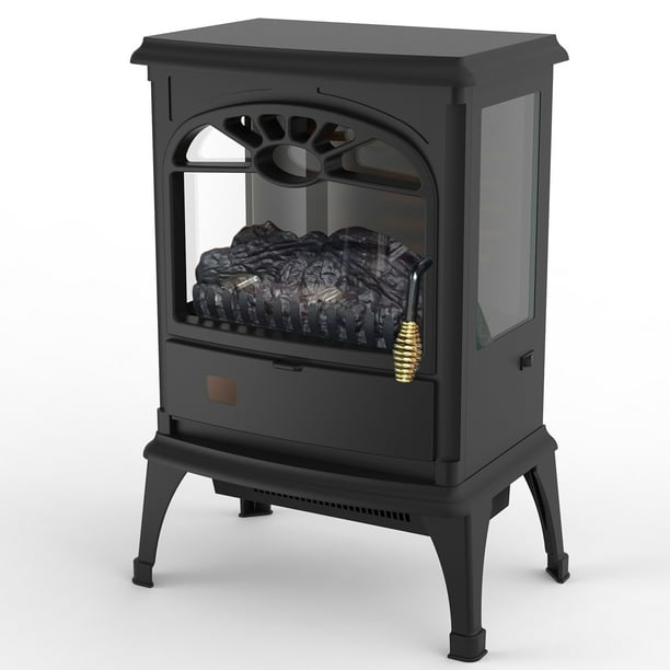 Lifesmart 3-Sided Dual Element Stove Fireplace with Flip Down Door and Remote