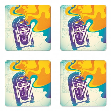 Jukebox Coaster Set of 4 Retro Vintage Radio Music Box with Marigold Yellow Abstract Fog Like Image Square Hardboard Gloss Coasters Standard Size Purple and Blue by Ambesonne
Jukebox Coaster Set of 4 Retro Vintage Radio Music Box with Marigold Yellow Abstract Fog Like Image Square Hardboard Gloss Coasters Standard Size Purple and Blue by Ambesonne