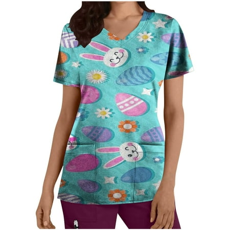 DTBPRQ Easter Shirts for Women Scrub Tops Funny Bunny Rabbit Gnome Tunic Tops Workwear Short Sleeve V Neck Button Down Shirts with Pockets
DTBPRQ Easter Shirts for Women Scrub Tops Funny Bunny Rabbit Gnome Tunic Tops Workwear Short Sleeve V Neck Button Down Shirts with Pockets