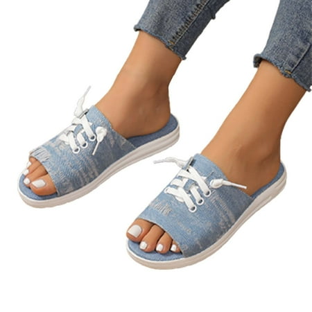 ZIZOCWA Women S Beach Sandals Hollow Casual Flat Slippers Shoes Summer Vintage Lace Up Flip Flops Retro Denim Empty Slippers for Women Blue Size7.5
ZIZOCWA Women S Beach Sandals Hollow Casual Flat Slippers Shoes Summer Vintage Lace Up Flip Flops Retro Denim Empty Slippers for Women Blue Size7.5
