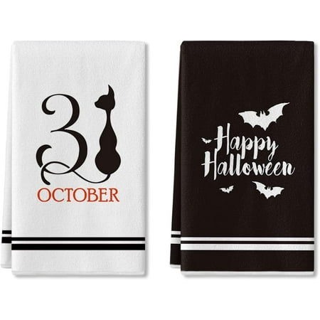 Artoid Mode 31 October Bat Black Cat Happy Halloween Kitchen Dish Towels 2-Pack 18 x 26 Black White
Artoid Mode 31 October Bat Black Cat Happy Halloween Kitchen Dish Towels 2-Pack 18 x 26 Black White