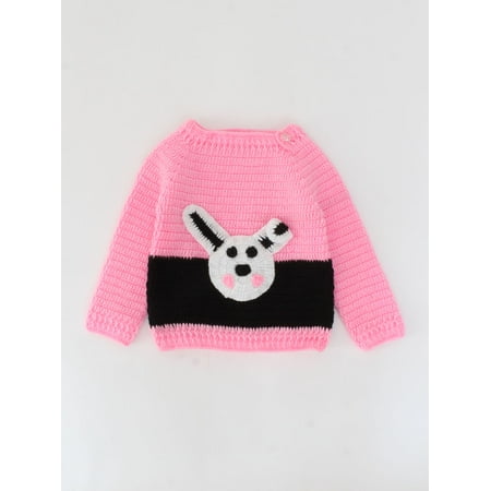 Woonie Crochet Bunny Applique Sweater for Kids
