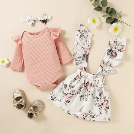 ZOELNIC Newborn Baby Girls Long Sleeve Romper Tops Suspender Overall Dress Headband 3Pcs Fall Clothing Outfits Pink 0-6 Months
ZOELNIC Newborn Baby Girls Long Sleeve Romper Tops Suspender Overall Dress Headband 3Pcs Fall Clothing Outfits Pink 0-6 Months