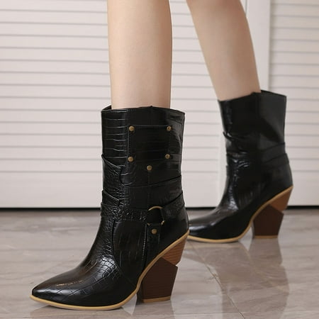 Akiihool Work Boots for Women Womens Western Cowgirl Mid Calf Boots Comfortable Pull On Pointed Toe Heeled Round Toe Zipper Boot (Black 9)
Akiihool Work Boots for Women Womens Western Cowgirl Mid Calf Boots Comfortable Pull On Pointed Toe Heeled Round Toe Zipper Boot (Black 9)