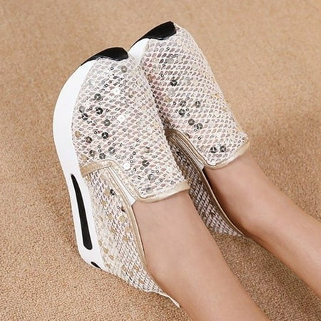 HIBRO Fashion Womens Casual Shoes Breathable Wedges Thick Soled Outdoor Leisure Shoes