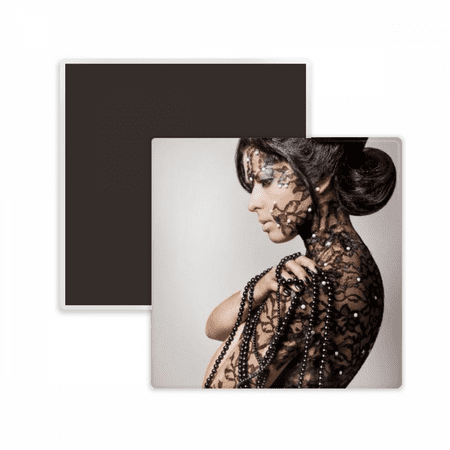 Brunette Beauty Body Gal Square Ceracs Fridge Magnet Keepsake Memento