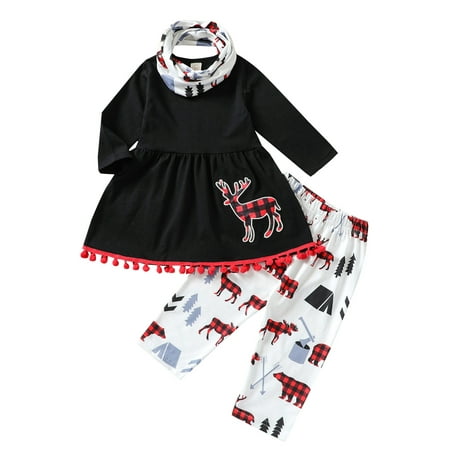 Canrulo Kids Baby Girls Christmas Clothes Long Sleeve Pullover Reindeer Striped Pants Scarf Black 2-3 Years
Canrulo Kids Baby Girls Christmas Clothes Long Sleeve Pullover Reindeer Striped Pants Scarf Black 2-3 Years