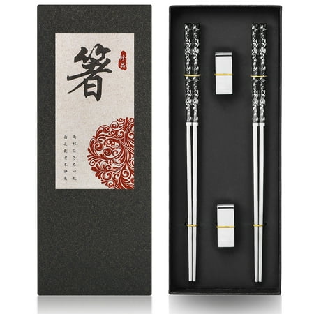 2 Pairs Stainless Steel Chopsticks Reusable Titanium Plated Metal Chopsticks with Holder Premium Japanese Gift Set Dishwasher Safe
2 Pairs Stainless Steel Chopsticks Reusable Titanium Plated Metal Chopsticks with Holder Premium Japanese Gift Set Dishwasher Safe