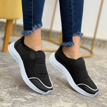 

Cathalem Sneaker Booties for Women with Heel Ladies Fashion Leather And Mesh Splicing Breathable Soft Sneaker Wedges for Women Black 7.5