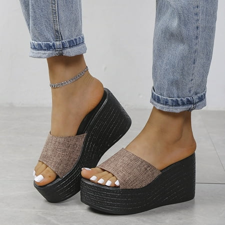 LIANGP Women s Sandals Fashion Spring Summer Women Sandals Thick Sole Wedge Heel High Heel Solid Color Slip On Fish Mouth Open Toe Comfortable Casual Style Women s Shoes Brown Size 7.5
LIANGP Women s Sandals Fashion Spring Summer Women Sandals Thick Sole Wedge Heel High Heel Solid Color Slip On Fish Mouth Open Toe Comfortable Casual Style Women s Shoes Brown Size 7.5