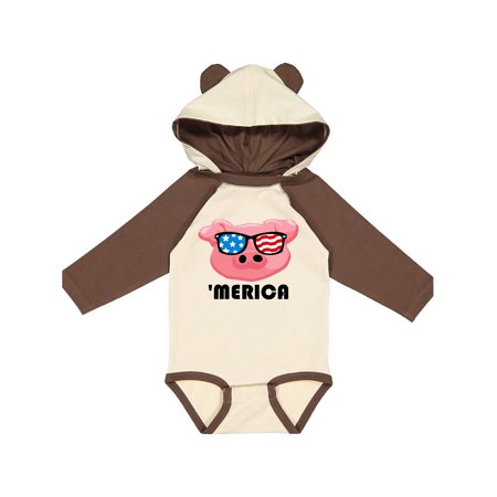 Inktastic Merica Pig Gift Baby Boy or Baby Girl Long Sleeve Bodysuit
