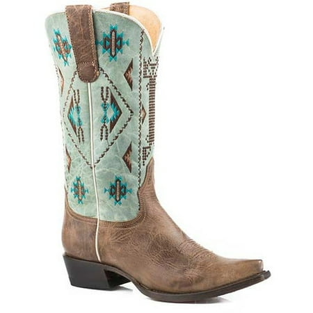 Women s Roper Out West Leather Boots Handcrafted with Flextra Calf Brown