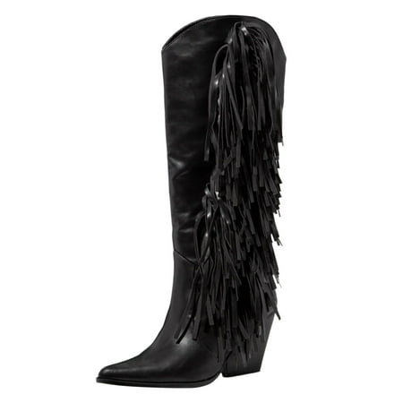 GHSOHS Western Cowgirl Knee High Boots for Women Fashion Tassel Cowboy Boots High Heel Slip on Tall Boots Pointed Womens Shoes 38
GHSOHS Western Cowgirl Knee High Boots for Women Fashion Tassel Cowboy Boots High Heel Slip on Tall Boots Pointed Womens Shoes 38