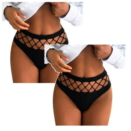 Women Underwear Brief Hot Crochet Lace Lace-up Panty Hollow Out Panties 2PC