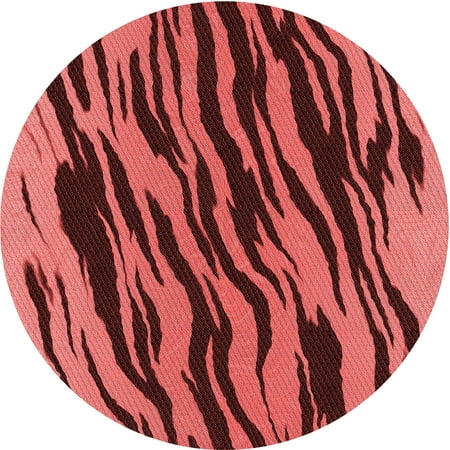 Ahgly Company Indoor Round Patterned Saffron Red Area Rugs 4 Round