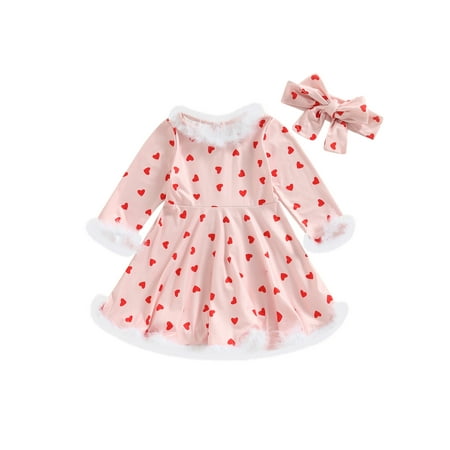 Licupiee Toddle Baby Girl Valentines Day Dresses Long Sleeve Crew Neck Velvet Heart Print A Line Casual Party Dress with Headband
Licupiee Toddle Baby Girl Valentines Day Dresses Long Sleeve Crew Neck Velvet Heart Print A Line Casual Party Dress with Headband