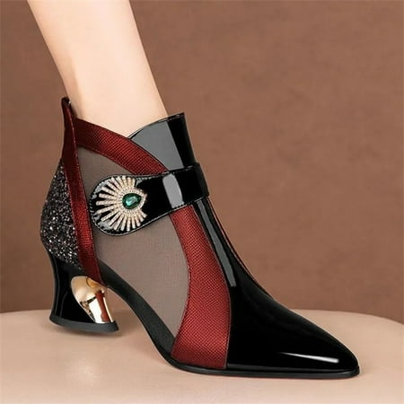 Women‘s Rhinestone Mesh Ankle Boots French Heel Pointed Toe Patent Leather Sandals Fashion Short Boots
Women‘s Rhinestone Mesh Ankle Boots French Heel Pointed Toe Patent Leather Sandals Fashion Short Boots