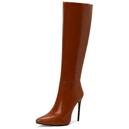 Eloshman Ladies Non Slip Pointed Toe Knee High Boot Party Stiletto Heel Patent Leather Long Heels Dark Brown 7
Eloshman Ladies Non Slip Pointed Toe Knee High Boot Party Stiletto Heel Patent Leather Long Heels Dark Brown 7