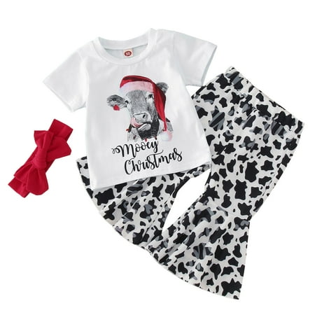 TAIAOJING Toddler Girl Fall Outfits Short Sleeve Cow Letter Prints Tops Flared Pants Trousers With Headband 3PCS Outfits Clothes Set Outfits Winter Clothes 6-12 Months
TAIAOJING Toddler Girl Fall Outfits Short Sleeve Cow Letter Prints Tops Flared Pants Trousers With Headband 3PCS Outfits Clothes Set Outfits Winter Clothes 6-12 Months