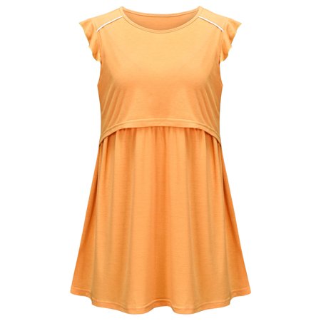 Maternity Womens Nursing Blouse Round Neck Solid Color Ruffle Tops Casual Flying Sleeve Breastfeeding T-shirt
Maternity Womens Nursing Blouse Round Neck Solid Color Ruffle Tops Casual Flying Sleeve Breastfeeding T-shirt