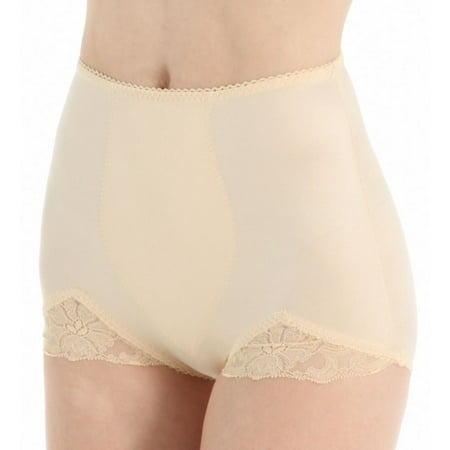 Women s Rago 919 Light Shaping V Leg Brief Panty with Lace (Beige 5X)