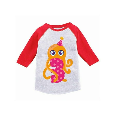 Awkward Styles 3rd Birthday T-Shirt Cute Octopus Toddler Raglan Shirt