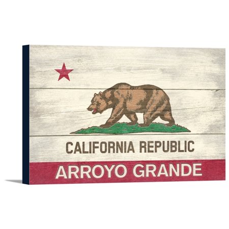 Arroyo Grande, California - Rustic California State Flag - Lantern Press Artwork (18x12 Gallery Wrapped Stretched Canvas)