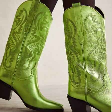 CELNEPHO Women s Metallic Western Cowboy Boots Embroidered Chunky Heel Retro Pointed Toe Cowgirl Shoes Green Size 9
CELNEPHO Women s Metallic Western Cowboy Boots Embroidered Chunky Heel Retro Pointed Toe Cowgirl Shoes Green Size 9