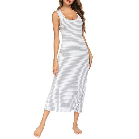 Colisha Women Sleepwear Tank Nightgown Sleeveless Sleep Dress Lounge Nightdress Striped Pajamas Dresses Light Gray S
Colisha Women Sleepwear Tank Nightgown Sleeveless Sleep Dress Lounge Nightdress Striped Pajamas Dresses Light Gray S